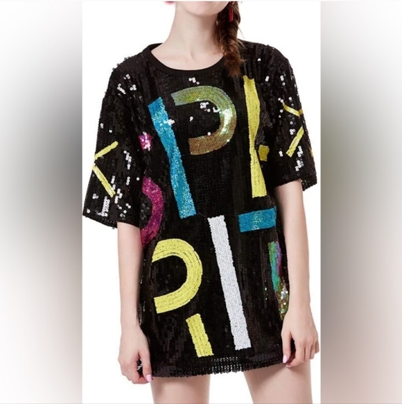 Souk + Sephia Sequin T-shirt Dress Size S - Picture 3 of 3